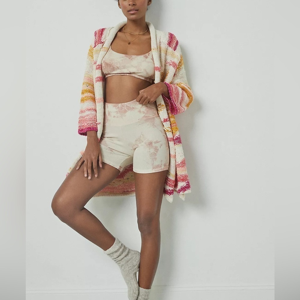 Anthropologie Cardi Crochet Sweater Bethany Cardigan Daily Practice sunset